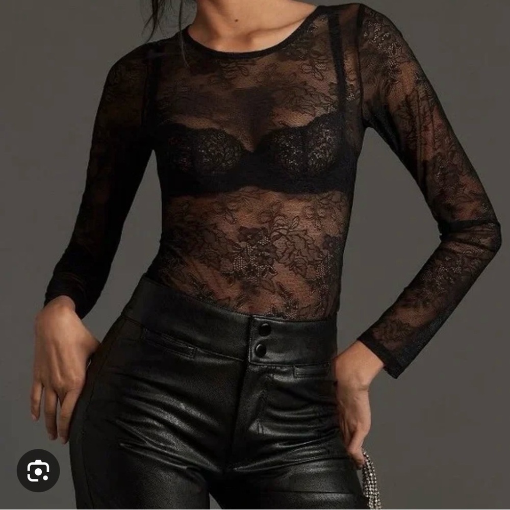 NWT Anthropologie Lace Bodysuit Black The Harlowe